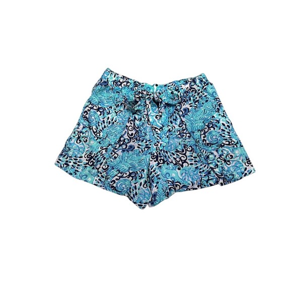 Lilly Pulitzer Mylee Shorts Womens Size 6 Blue Tropical Tie Front Resort - Picture 3 of 7
